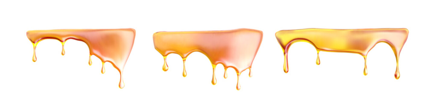 Oil honey gooey melt caramel with vector background flow and drip syrup. Border cosmetic droplet or orange splatter. Golden stream for candy or product design.