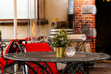 Tables and vintage chairs of the beautiful sidewalk cafe