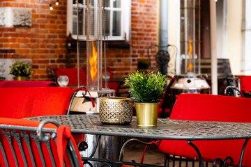Tables and vintage chairs of the beautiful sidewalk cafe