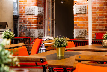 Tables and vintage chairs of the beautiful sidewalk cafe