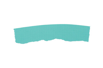 Torn turquoise adhesive tape on transparent background, washi tape design element