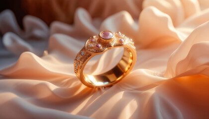 elite wedding engagement rings made of gold, unique original design, beautiful official wedding decoration