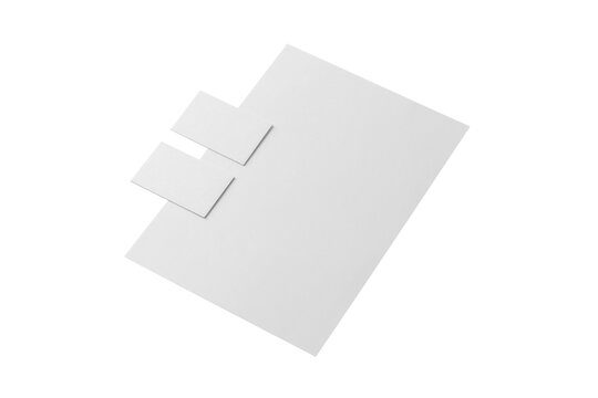 Minimal stationery set mockup with A4 letterhead and business cards isolated on black background