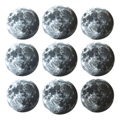 Lunar Mosaic Nine celestial spheres on a black, stark background