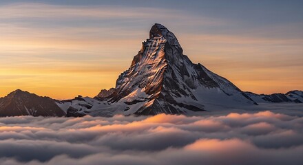 Majestic Matterhorn Peak Emerging from Golden Clouds