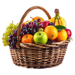 Basket overflowing with fresh, colorful fruits. Healthy & delicious