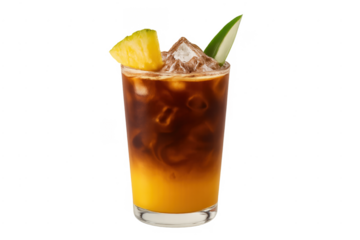 Iced coffee with pineapple juice layered drink