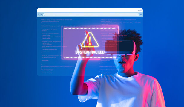 A striking visual of an individual using virtual reality technology to confront digital security threats. This representation highlights the importance of cybersecurity in our tech-driven world. XDMCP - Powered by Adobe