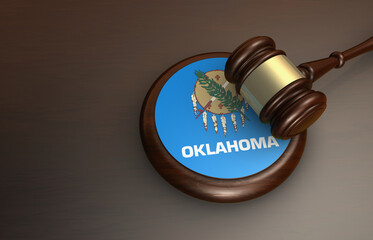 Oklahoma Law Justice Legal System Concept Judge Gavel And Flag