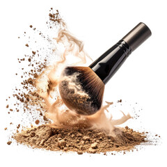 Brush in tan powder creating an explosive dust cloud on black