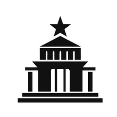 Official Building with Star Symbol silhouette vector icon, flat design
