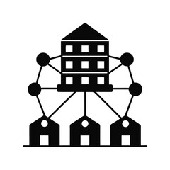 Black silhouette vector icon of a ballot box with a checked ballot inserted, flat design, sharp crisp edges on white background.