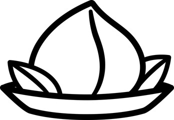 Chinese Shoutao outline with template clipart.
Chinese peach birthday bun food named Longevity peach shoutao line art vector.
Transparent background.