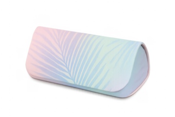 Eyeglass case with pastel gradient and palm leaf pattern