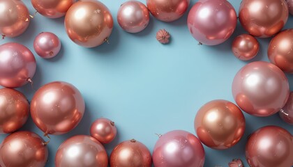 Elegant rose gold and pink balloons float joyfully, creating a festive and celebratory atmosphere perfect for special occasions and marketing campaigns.