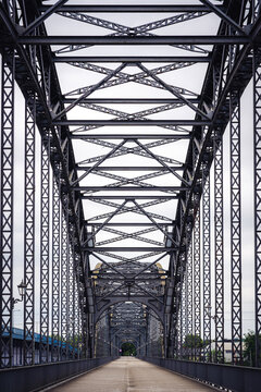 old bridge with steel struts