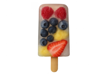 Fruit popsicle with berries and pineapple on stick