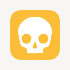 Human skull icon, flat graphic