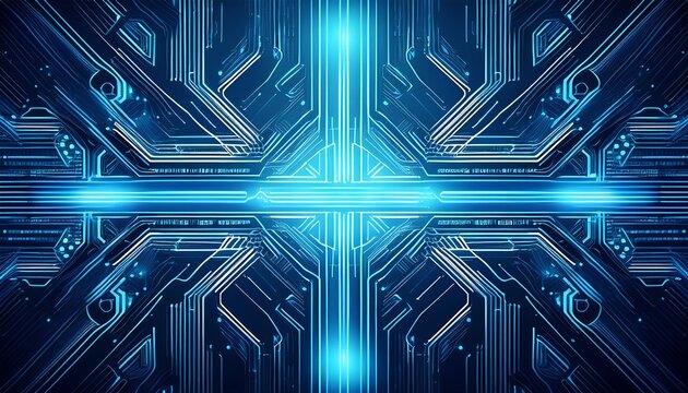 abstract futuristic blue circuit board glowing lines technology background backdrop