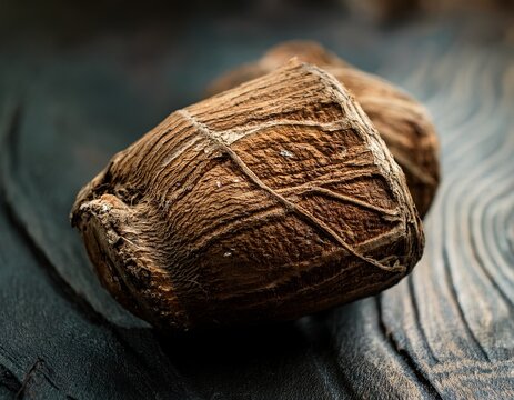 close up of fresh kava kava root with rough texture