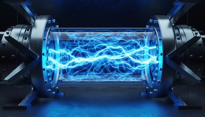 Futuristic Energy Reactor with Blue Electrical Discharge science technology