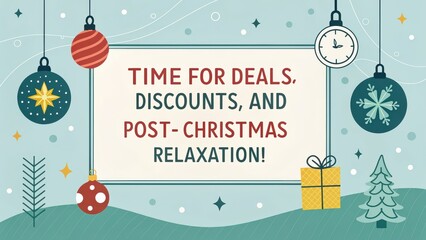 Capture the excitement of post-Christmas sales and festive relaxation with this vibrant holiday marketing graphic, perfect for seasonal promotions.