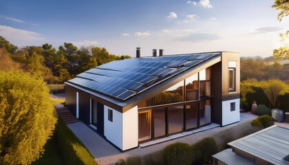 modern housing with integrated solar panels and battery storage storage system