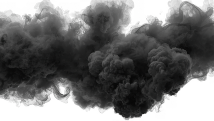 Dark and mysterious smoke cloud isolated on transparent background for artistic compositions