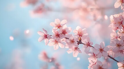 Obraz premium Pink sakura flowers glowing in sunlight high resolution picture