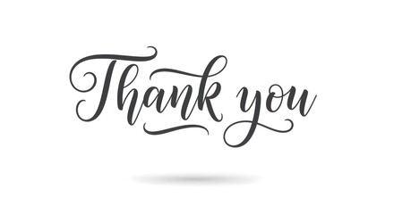 Elegant Thank You script in flowing calligraphy with soft shadow