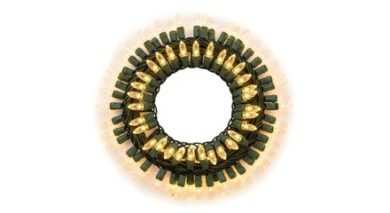An elegant ring-shaped decorative ornament, decorated with warm lights