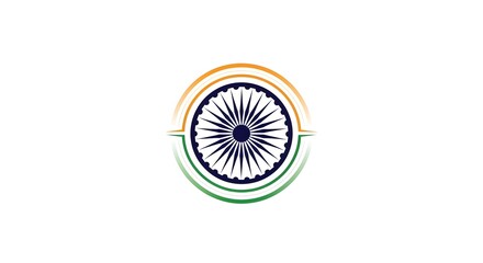 Indian flag symbol with circular shape. The logo's design, which features a chakra, and horizontal stripes