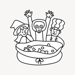 Kids celebrating Halloween doodle