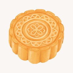 Chinese Mooncake, dessert food illustration