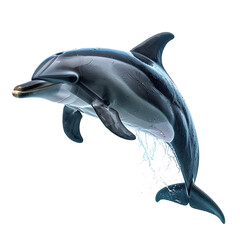 Dolphin leaps from dark sea water