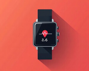 Stylish smartwatch displaying heart rate data.