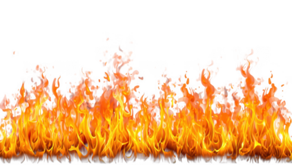 Vibrant and intense flames isolated on transparent background, dancing with heat and energy