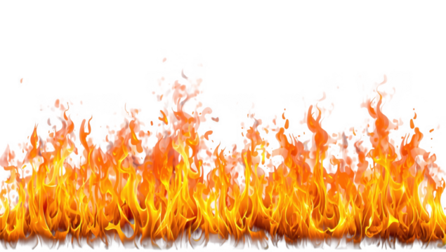 Vibrant and intense flames isolated on transparent background, dancing with heat and energy - Powered by Adobe