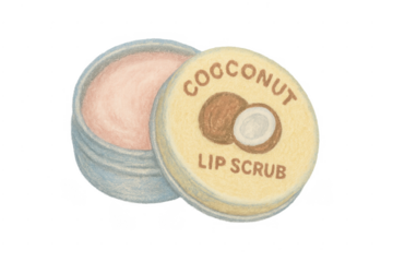 Coconut lip scrub cosmetic for skincare beauty routine