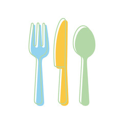 Culinary Scene, Subject: Cutlery, Location: Dining Table, Content Type: Illustration, Environment: Kitchen, Viewpoint: Top-Down, Concept: Food Preparation