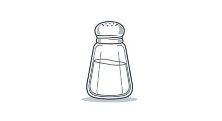 Illustration of a Glass Salt Shaker on White Background, Food Context, Minimalist Design, Simple Viewpoint