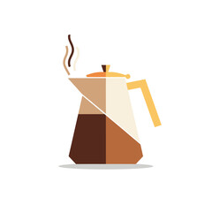 Coffee Preparation, Teapot, Kitchen, Illustration, Cozy, Top View, Brewing Artistry