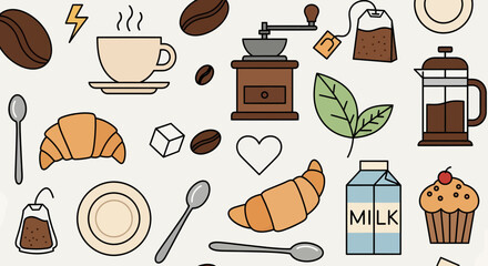 A Fun Culinary Illustration for Food Lovers, Cozy Café Environment, Vibrant Graphic Design