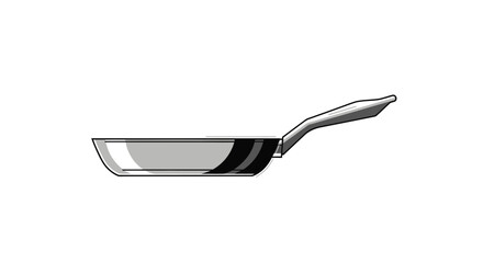 Cooking Action, Frying Pan, Kitchen, Illustration, Modern Environment, Side View, Culinary Concept