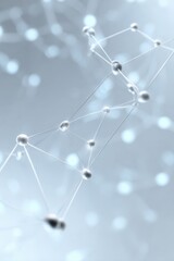 Obraz premium Abstract molecular structure with connected spheres on blurred background