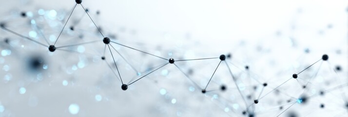 Abstract network of connected dots and lines on light background