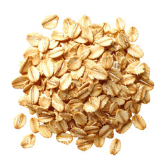 Pile of rolled oats, light brown color, dry and scattered