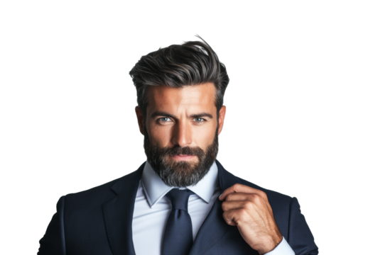 Confident Businessman in Suit on Transparent Background