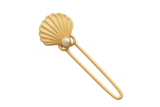 Gold seashell hairpin with pearl accent