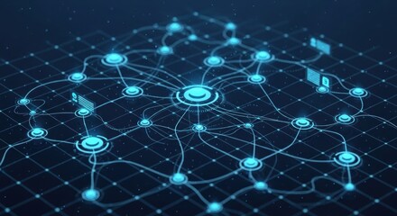 Fototapeta premium Abstract Network Connection Concept with Glowing Nodes and Lines.